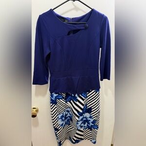 Navy and White Floral Dress
